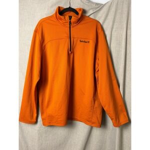Timberland Mens Orange 1/4 Zip Long Sleeve Pullover Top XL Polyester